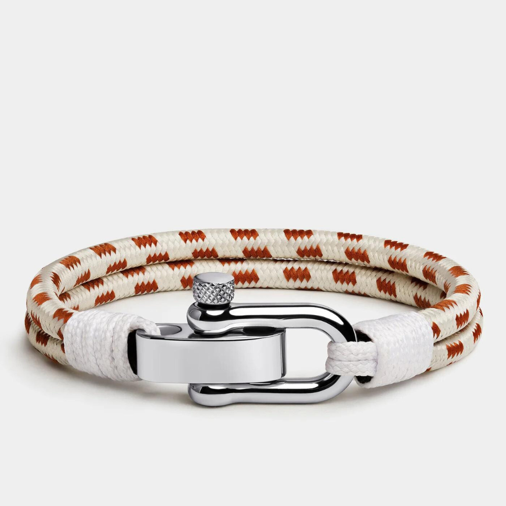 Bracelet Sailboat String White and Brown