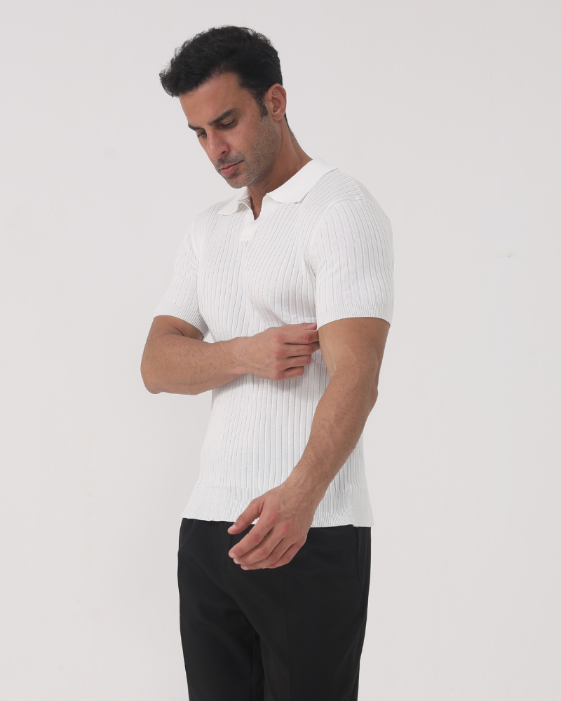 Florence Ribbed Cotton Polo Shirt