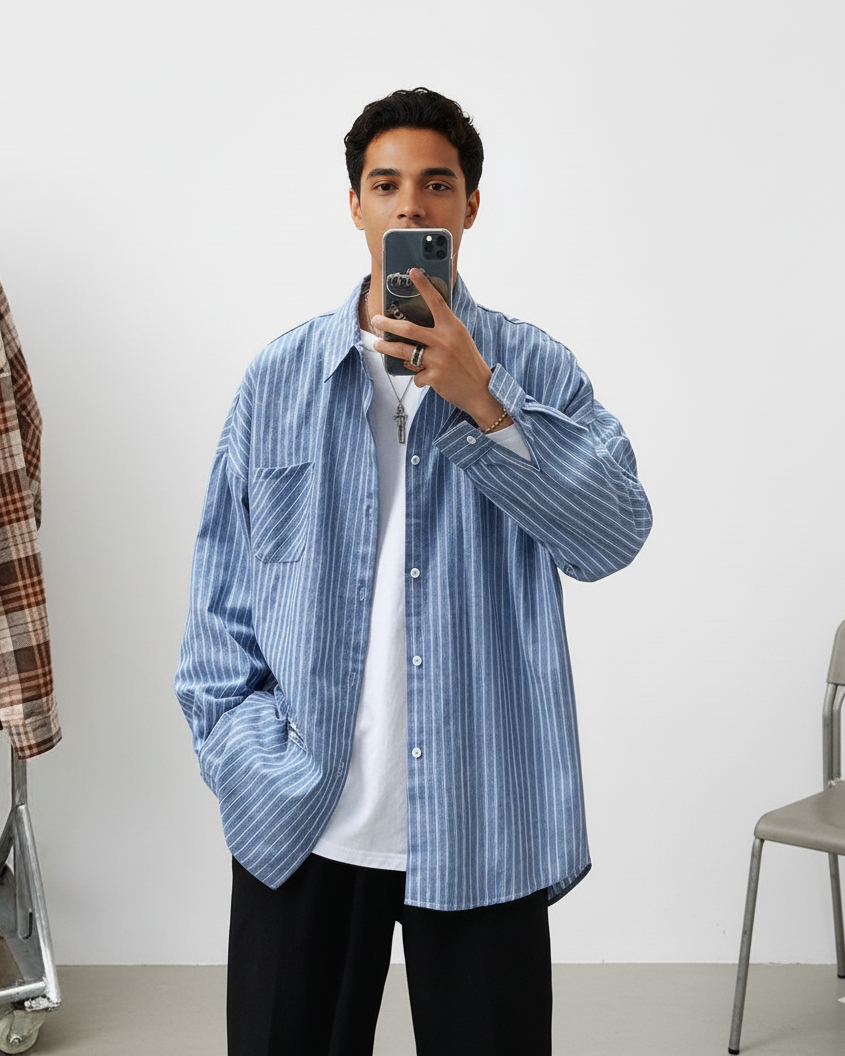 Shirt listrada oversized