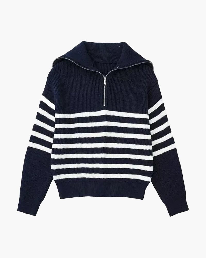 Striped Zipper Sweater