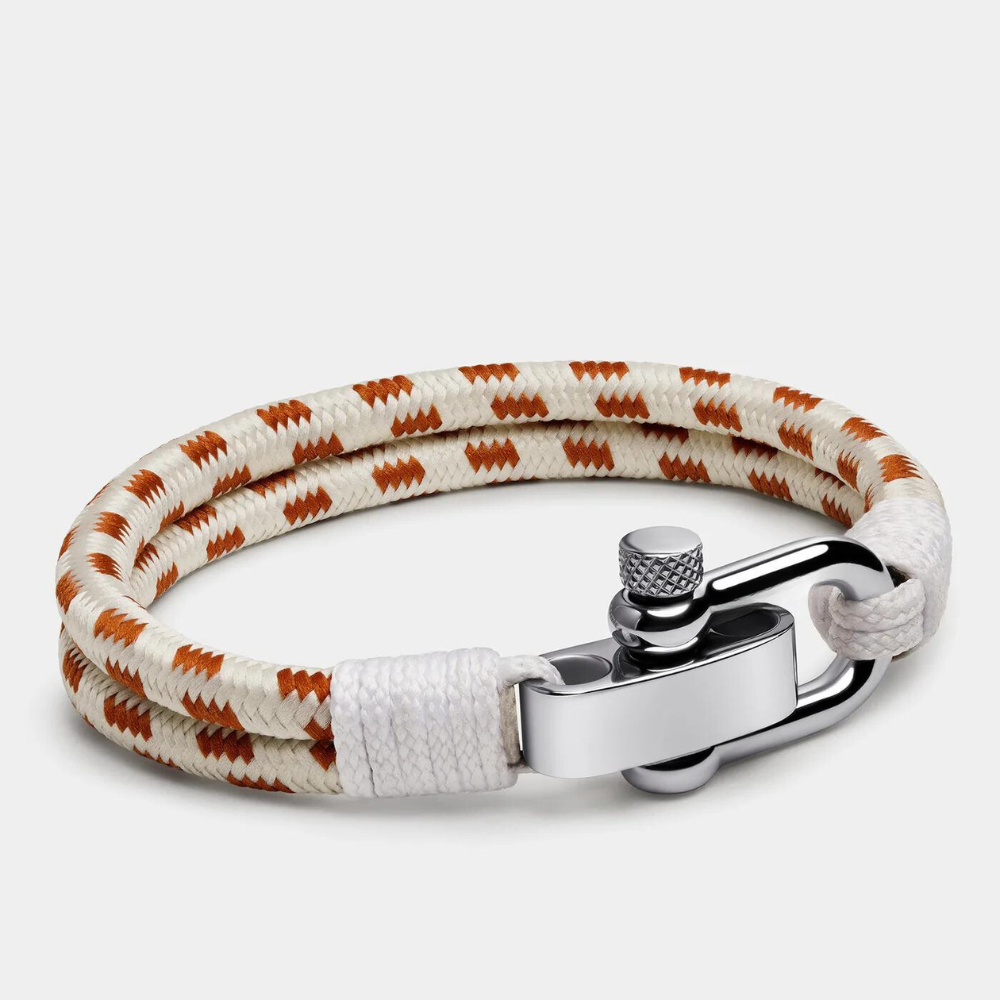 Bracelet Sailboat String White and Brown