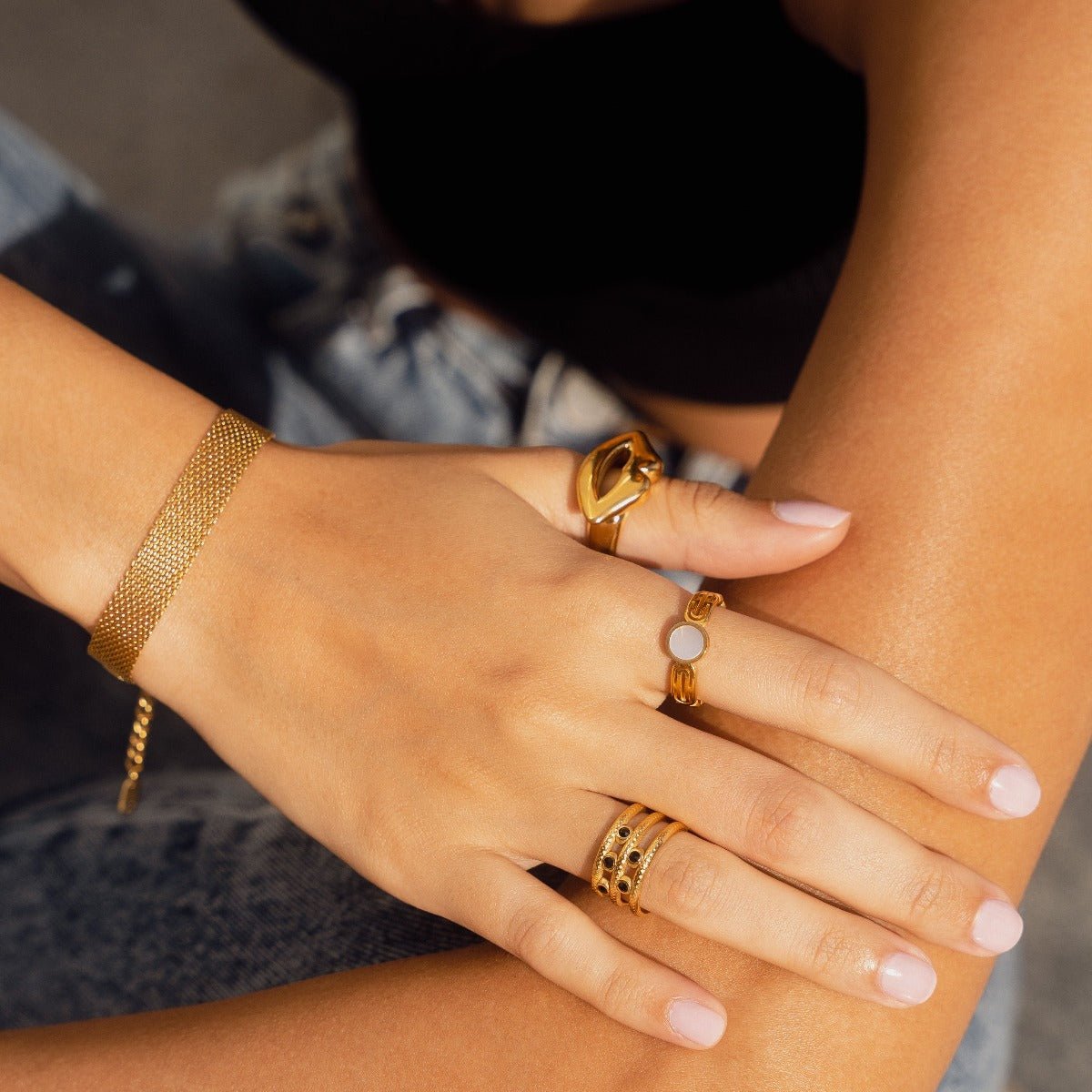 Ring Athena Pedra Madrepérola  - Uranos 