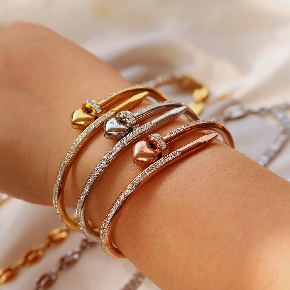 Bracelete Prego Cravejado Zircônia - Silver - Uranos 