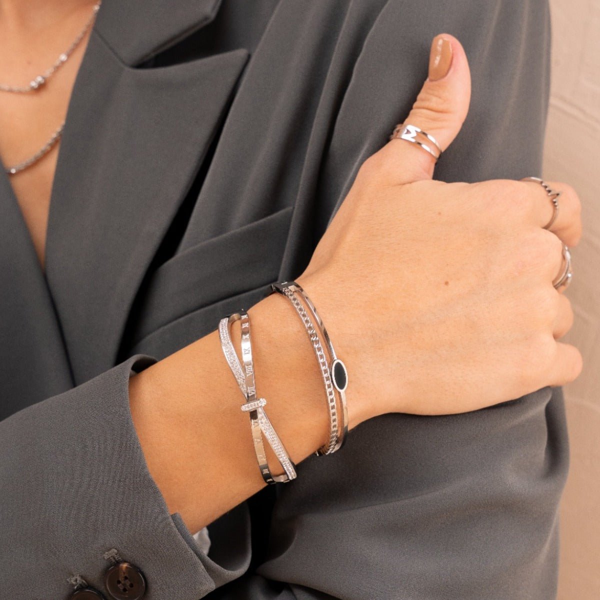 Bracelete Romano Zircônia - Silver - Uranos 