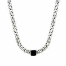 Necklaces Current Pedra Onix Quadrada - Silver - Uranos 