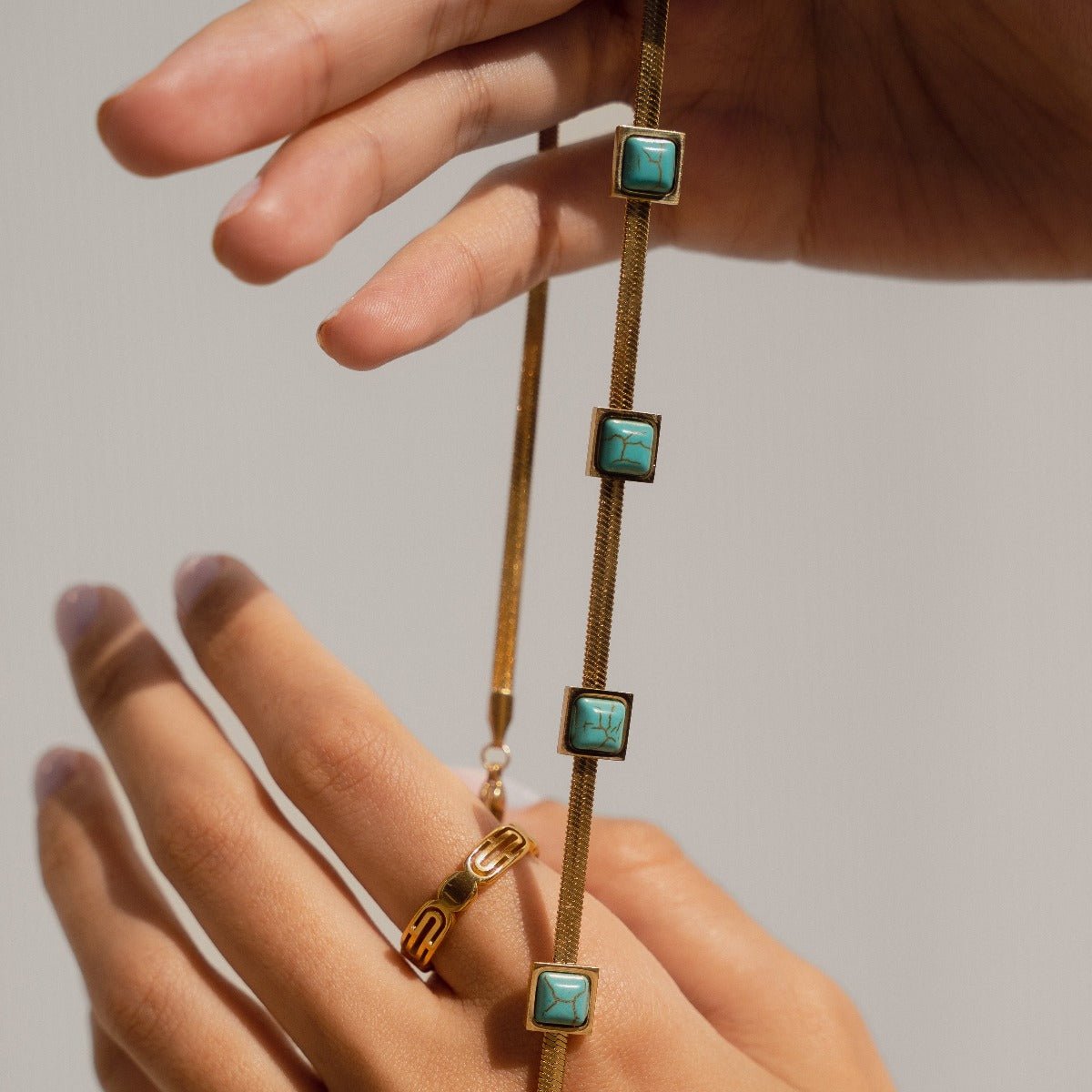 Necklaces Malha Pedra Aqua  - Uranos 