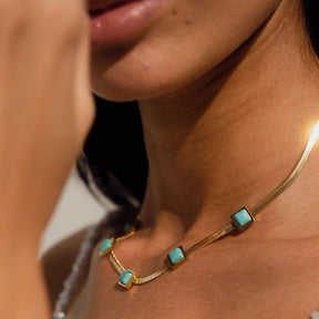 Necklaces Malha Pedra Aqua  - Uranos 