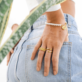 Bracelet of Pérolas Charm Banhada em  - Uranos 